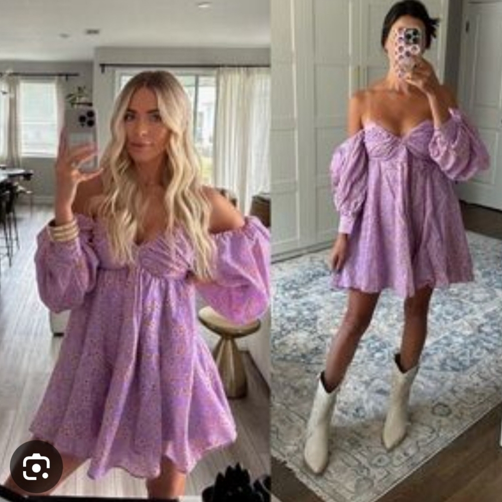 Floral Off-Shoulder Pink Dress - Picture 5 of 9